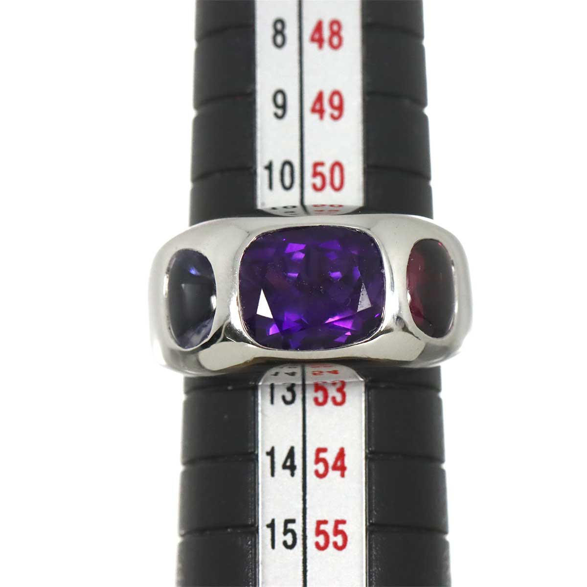 Amethyst Iolite Garnet Ring 18K WG 750 Sise52 6(US)