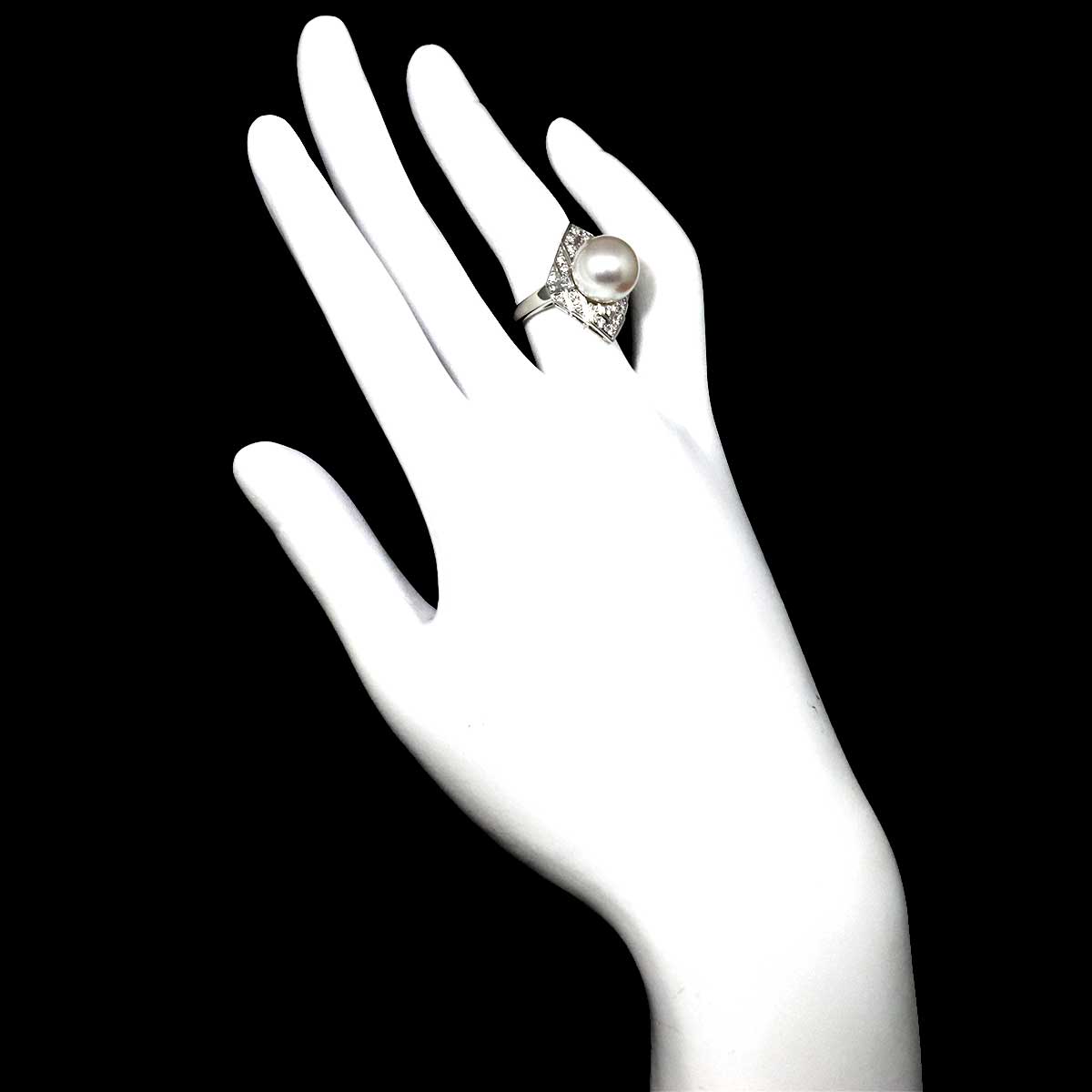 South Sea pearl 11.2mm Diamond 0.52ct Ring Pt size5.5-5.75(US)