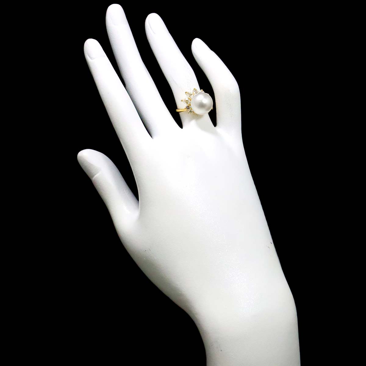 South Sea Pearl Diamond Ring 18K YG 750 Size5.75-6(US)