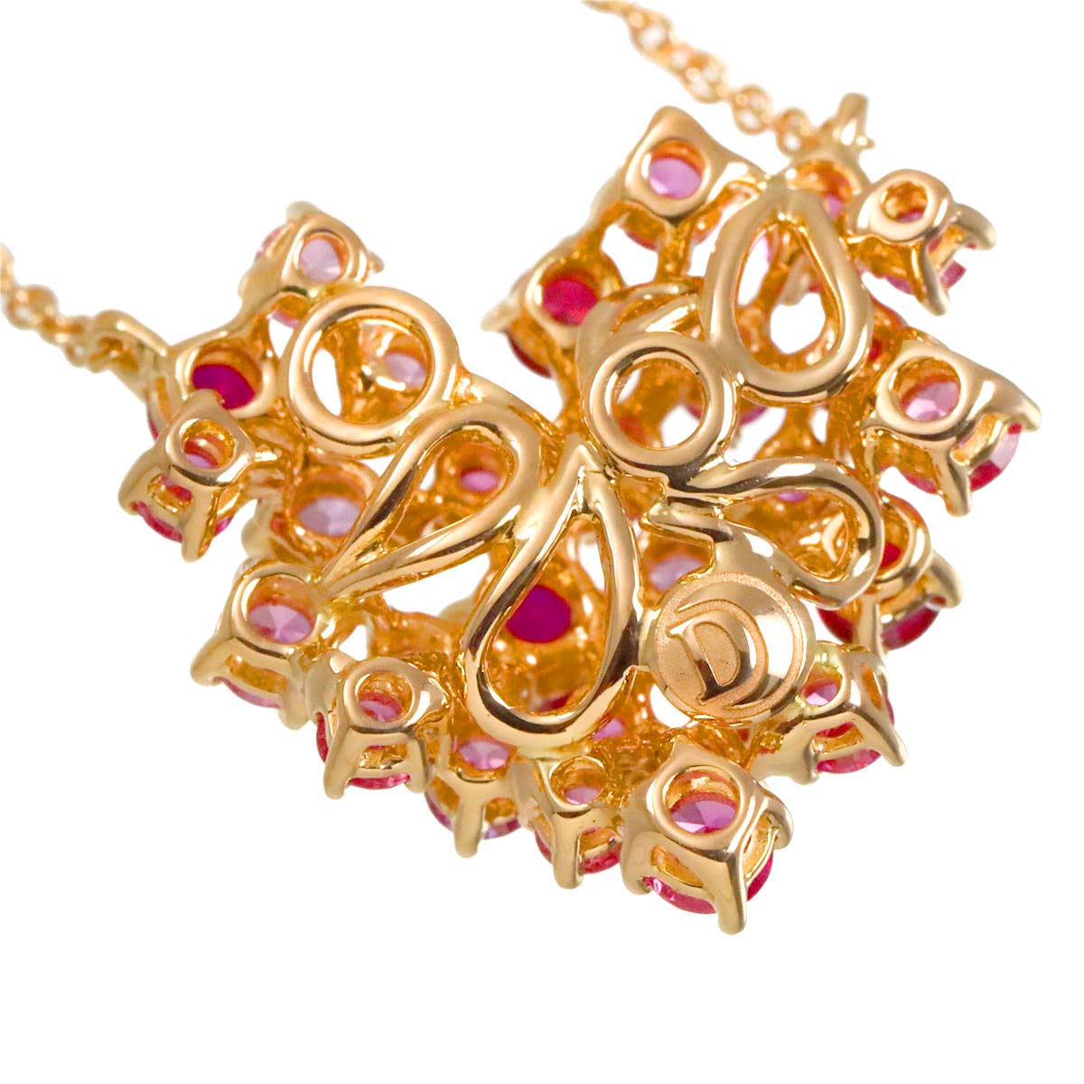 Mimosa Heart Sapphire Ruby Diamond Necklace 18K PG 750
