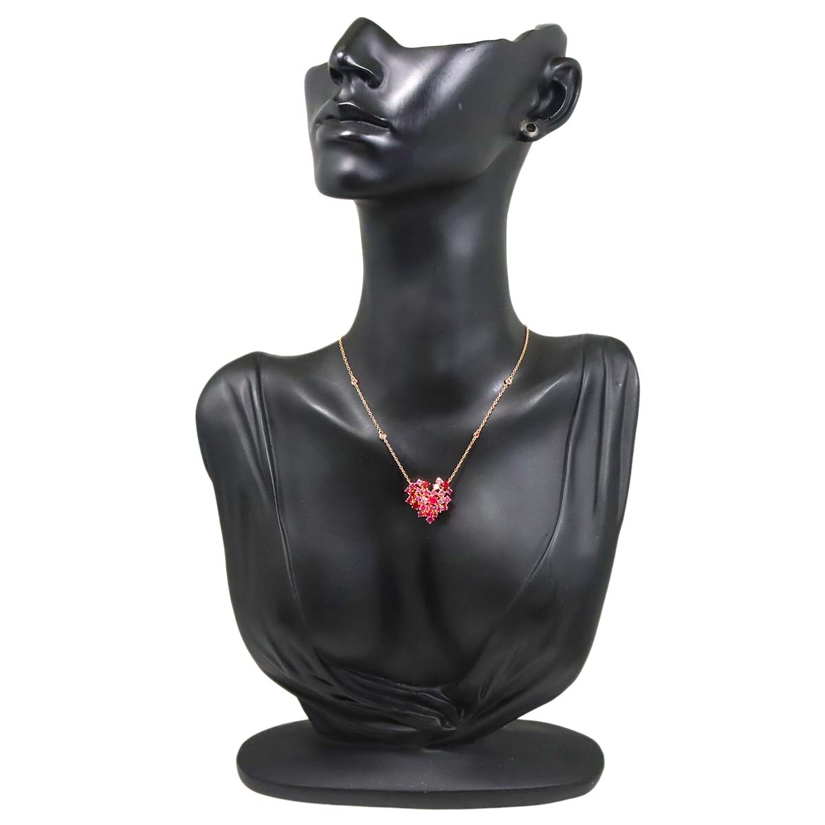 Mimosa Heart Sapphire Ruby Diamond Necklace 18K PG 750