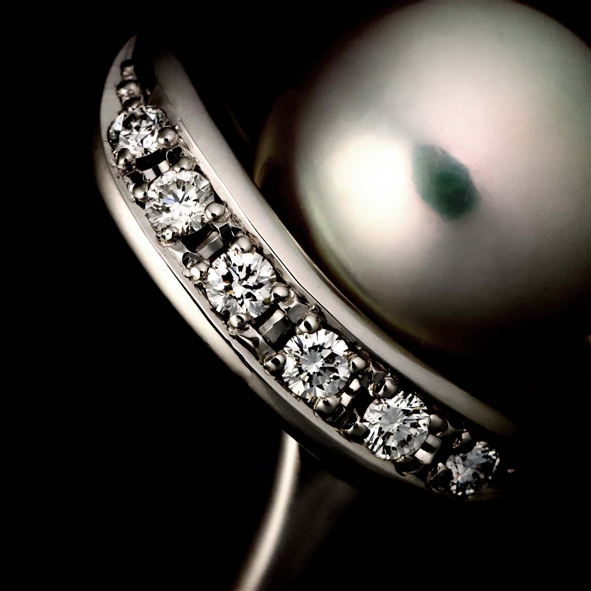 South Sea pearl 10.0mm Diamond 0.12ct Ring Platinum 4.75-5(US)