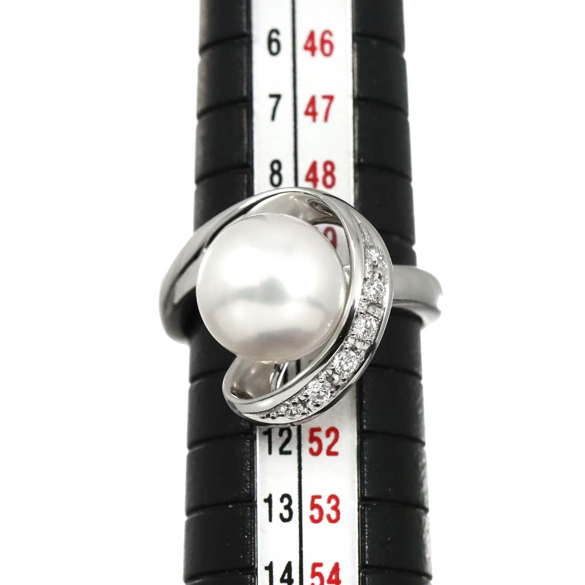 South Sea pearl 10.0mm Diamond 0.12ct Ring Platinum 4.75-5(US)