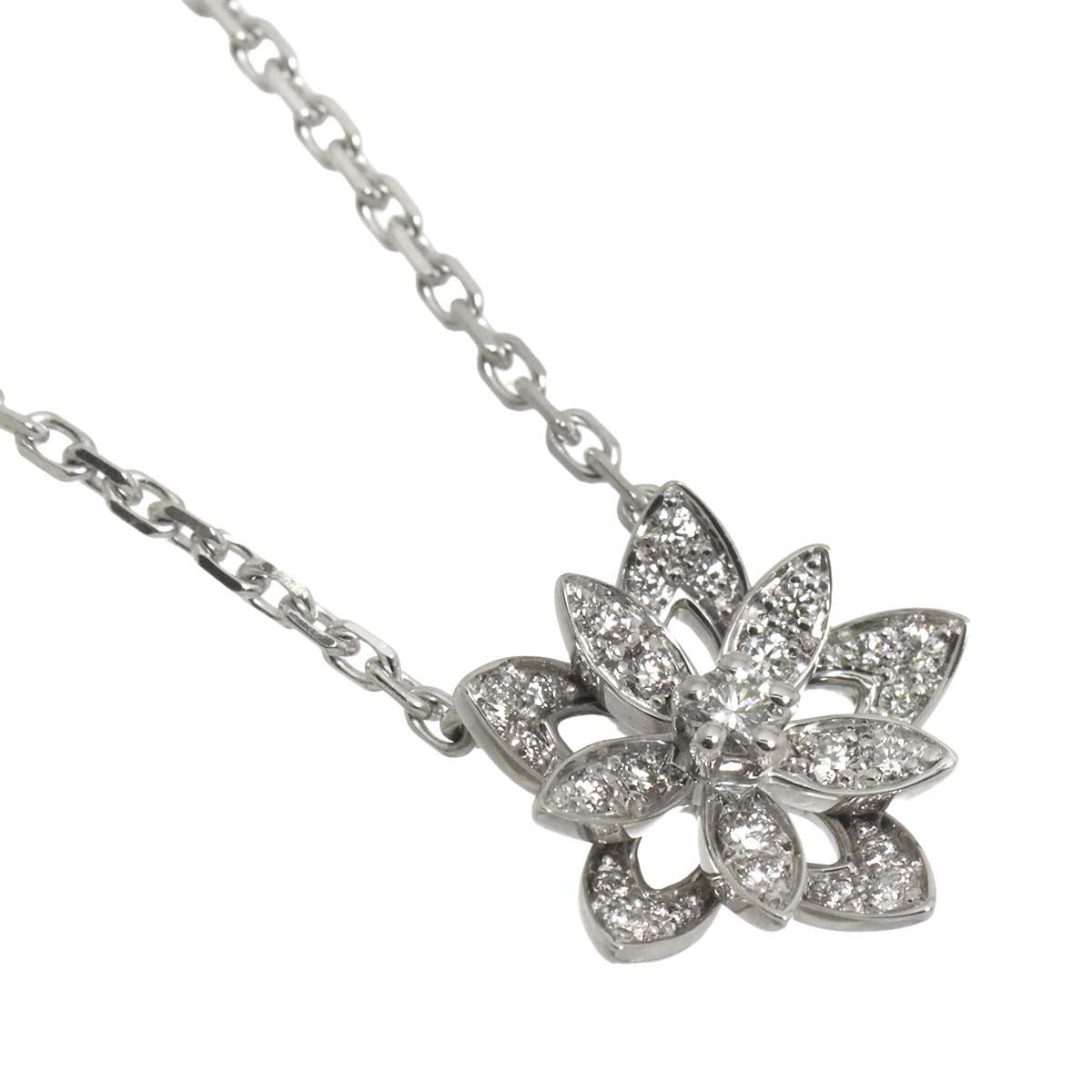 Lotus Diamond Necklace 18K White Gold 750