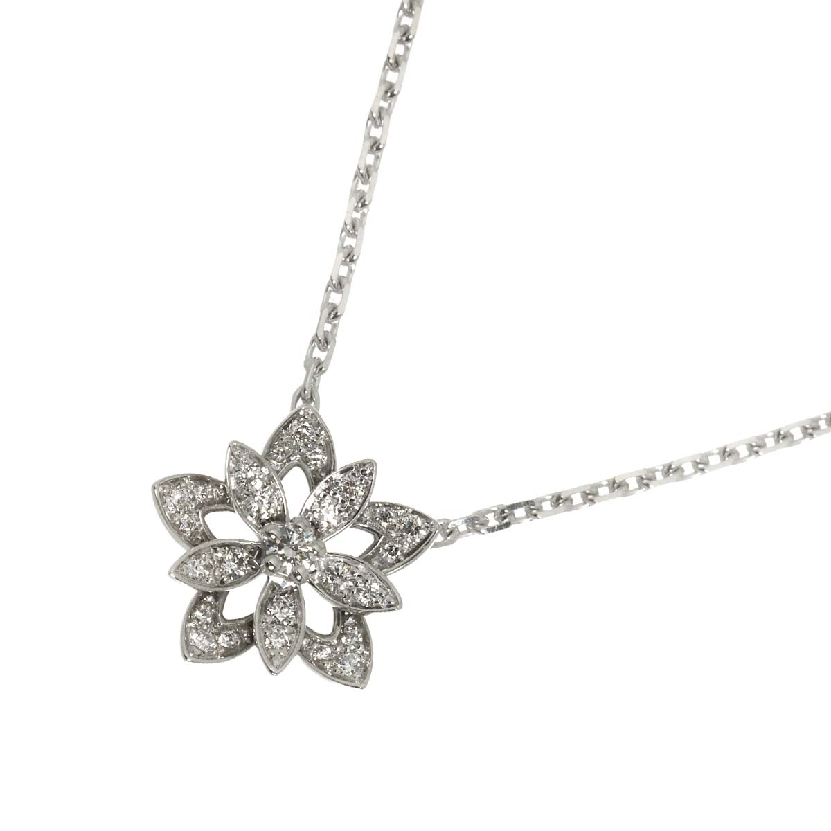 Lotus Diamond Necklace 18K White Gold 750