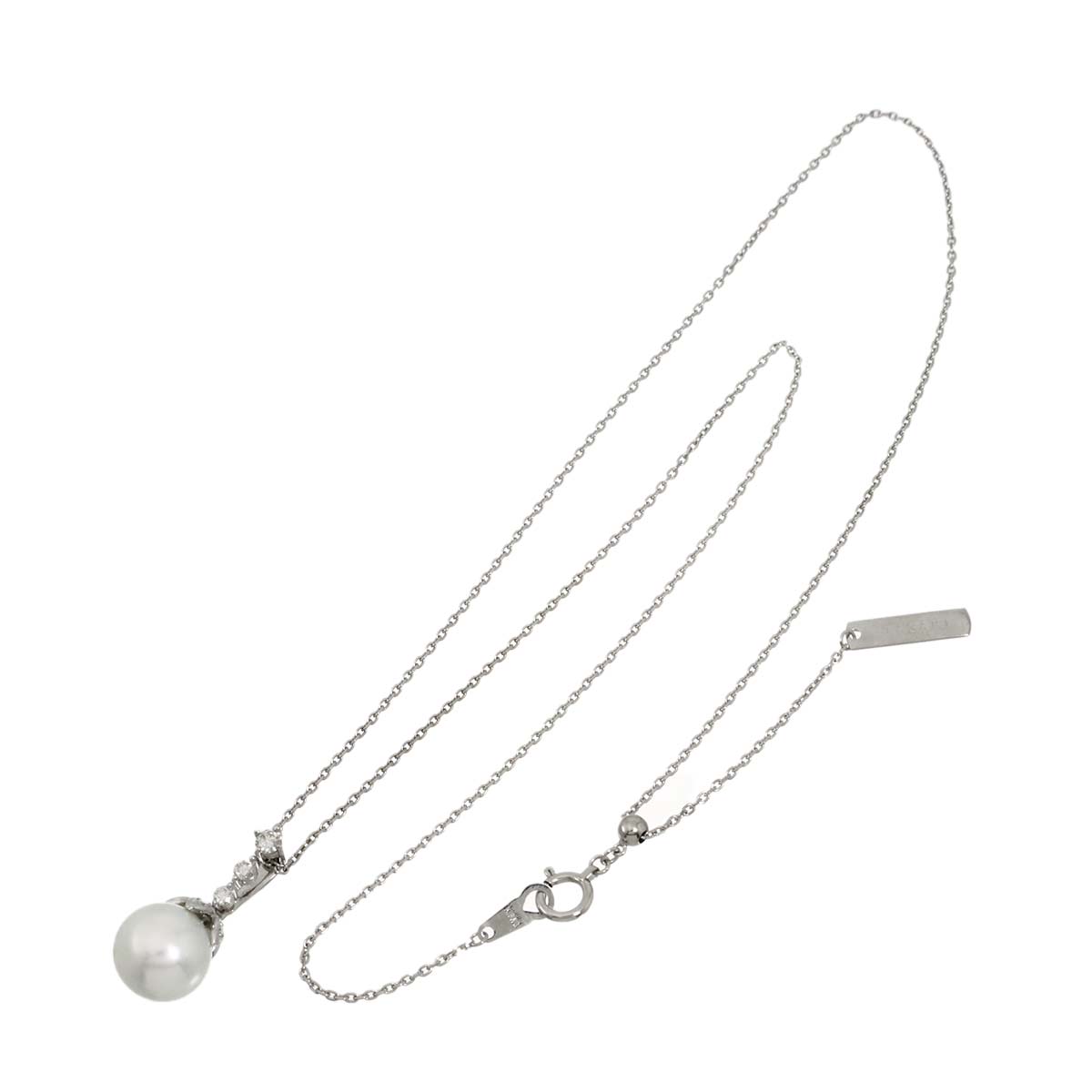 Akoya Pearl 9.8mm Diamond 0.20ct Necklace 18K WG 750