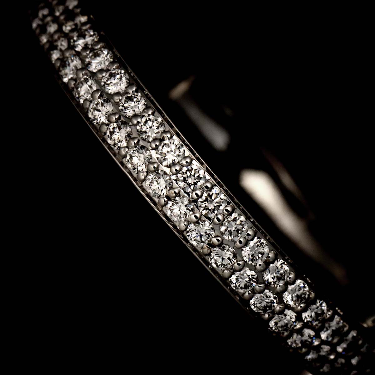 Diamond Trinity SM Ring 18K WG Black Ceramic 750 size55 7.25US