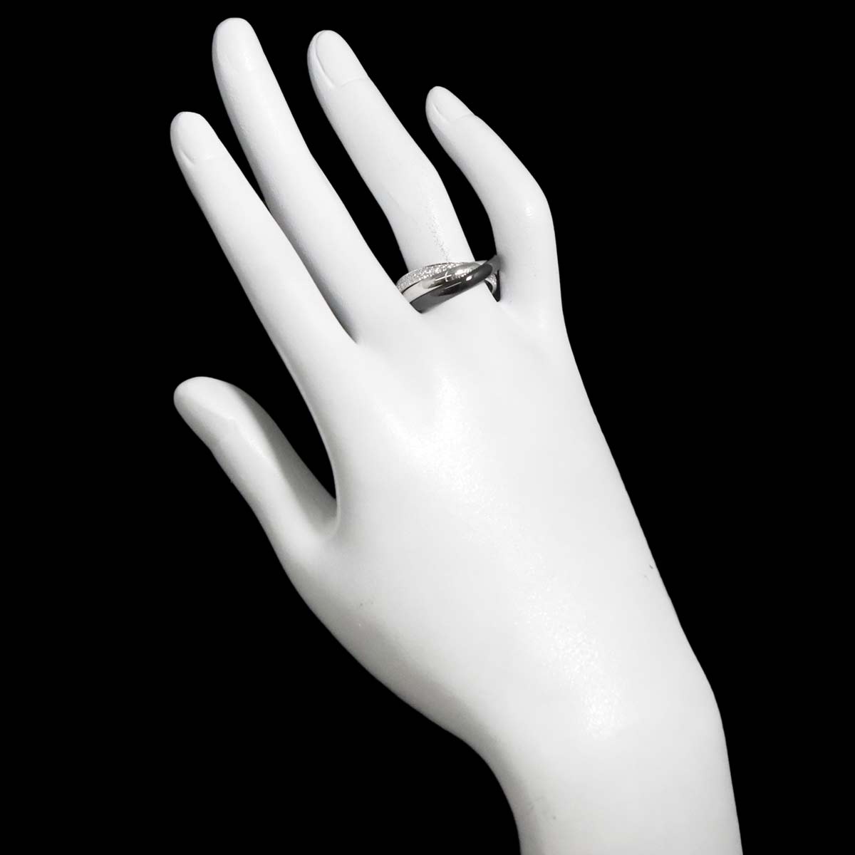 Diamond Trinity SM Ring 18K WG Black Ceramic 750 size55 7.25US