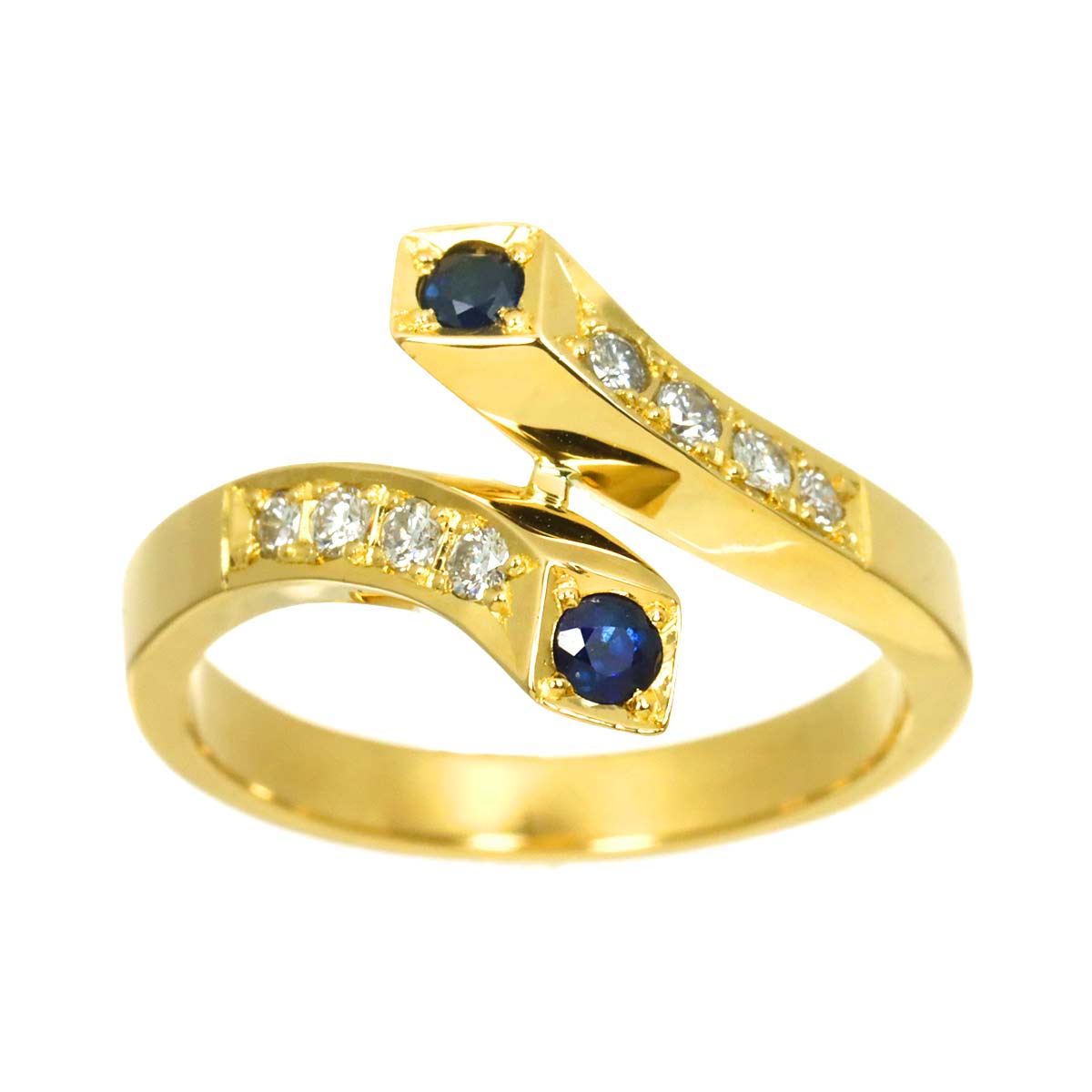 Sapphire Diamond Ring 18K YG 750 size6(US)