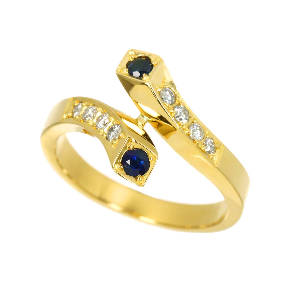 Sapphire Diamond Ring 18K YG 750 size6(US)