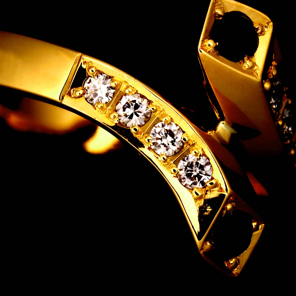 Sapphire Diamond Ring 18K YG 750 size6(US)