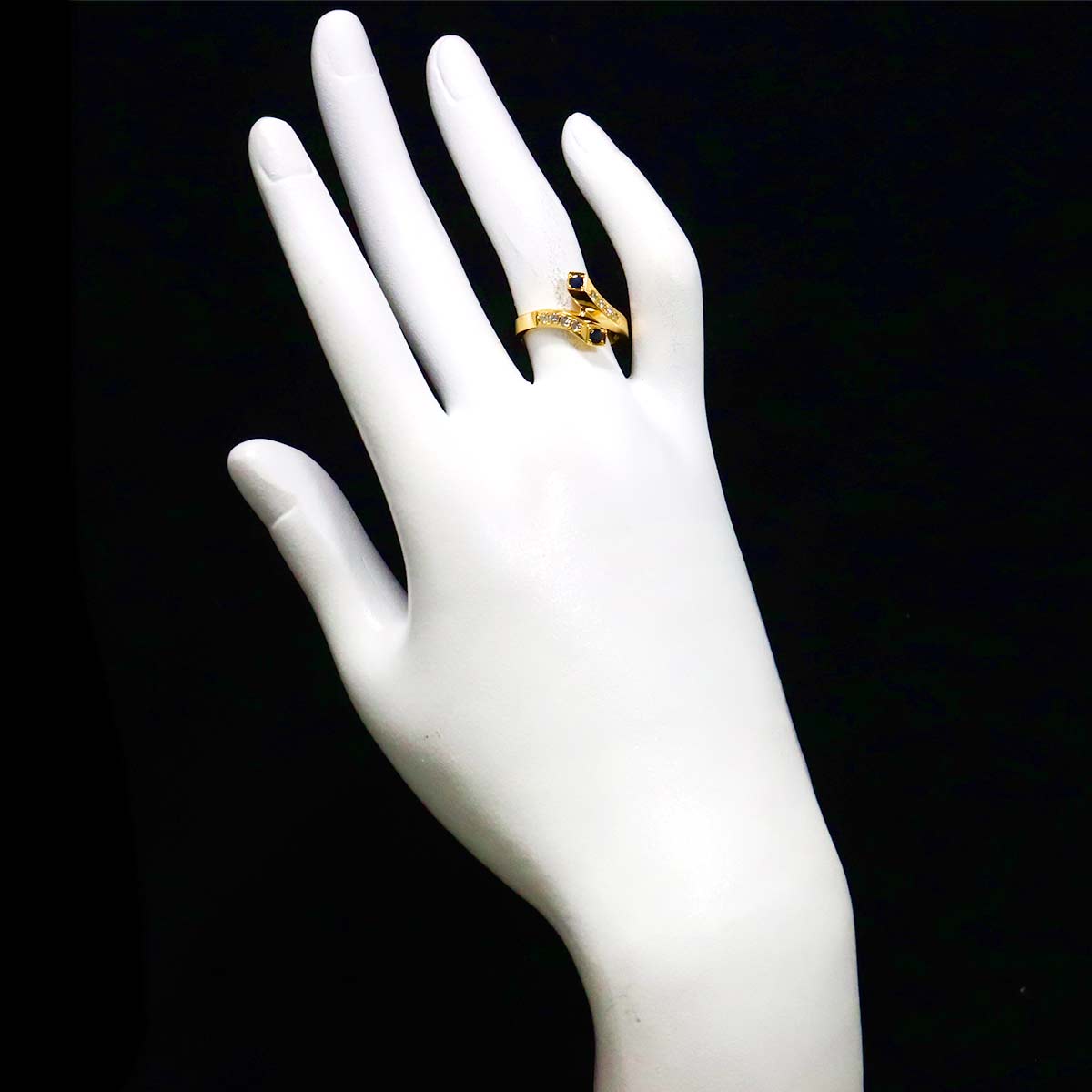 Sapphire Diamond Ring 18K YG 750 size6(US)