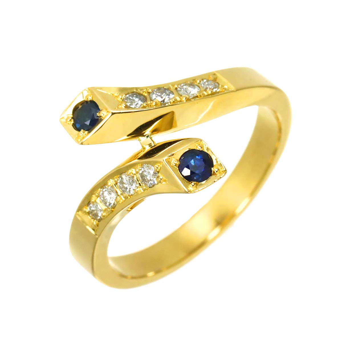 Sapphire Diamond Ring 18K YG 750 size6(US)