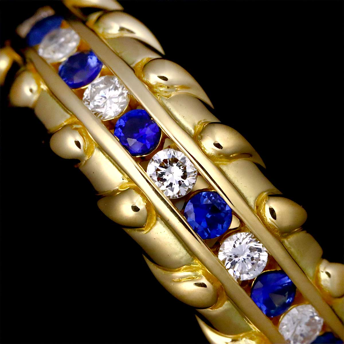 Sapphire 0.22ct Diamond 0.23ct Ring 18K YG 750 size6US