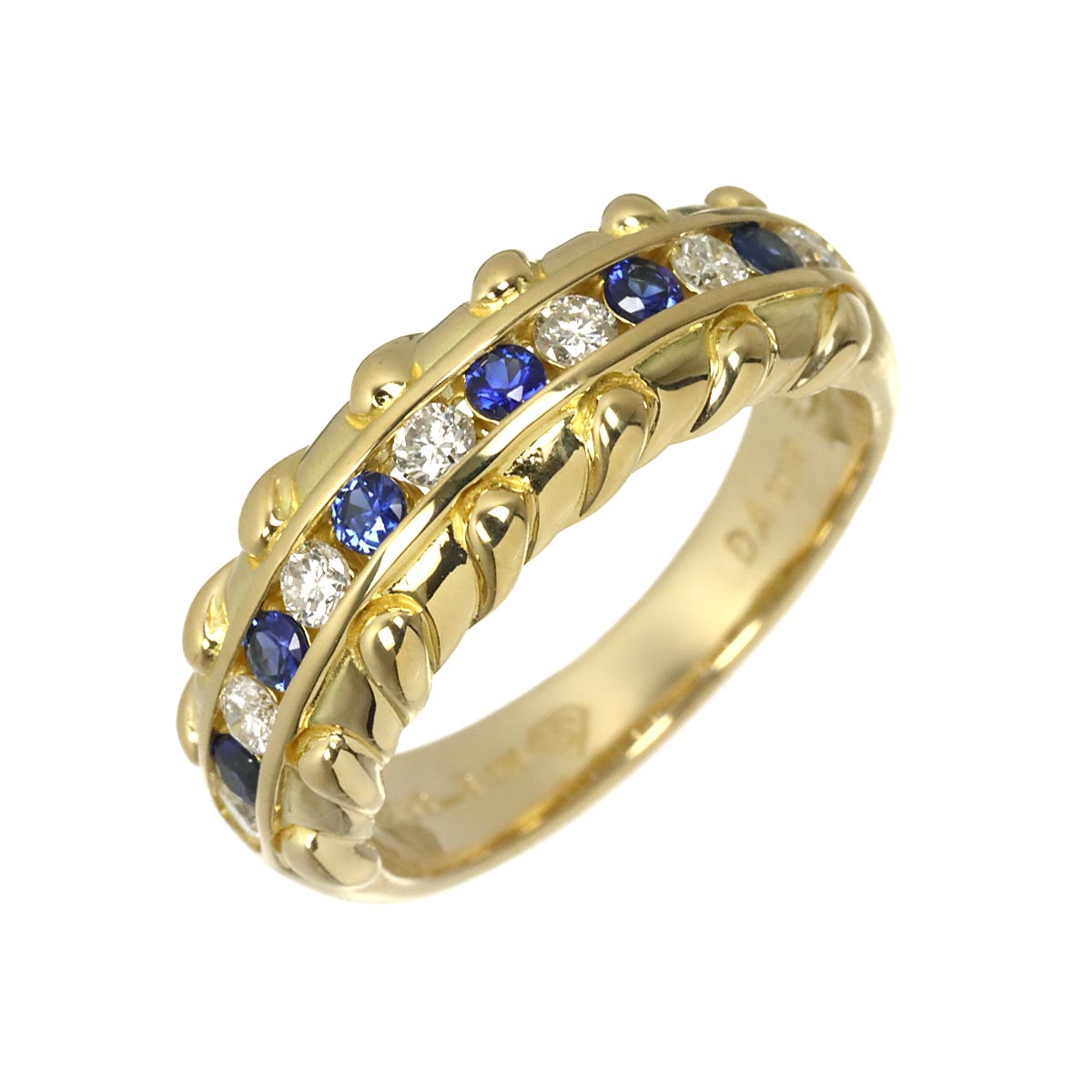 Sapphire 0.22ct Diamond 0.23ct Ring 18K YG 750 size6US