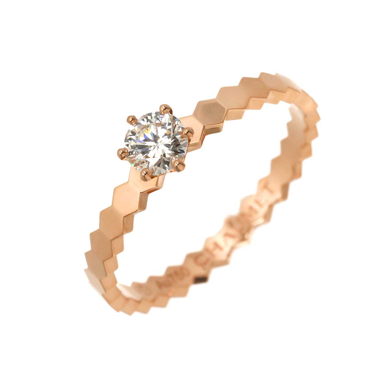 BEE De Diamond 0.33ct E/VS2/3EX Ring 18K PG 750 7.25-7.5(US)