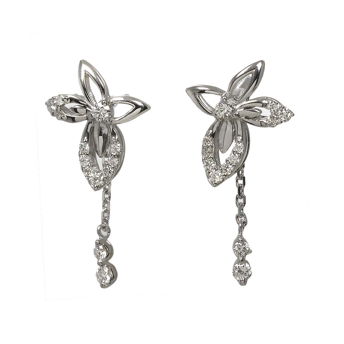 Diamond 0.25ct/0.25ct Earrings Pierced 18K K18 WG 750