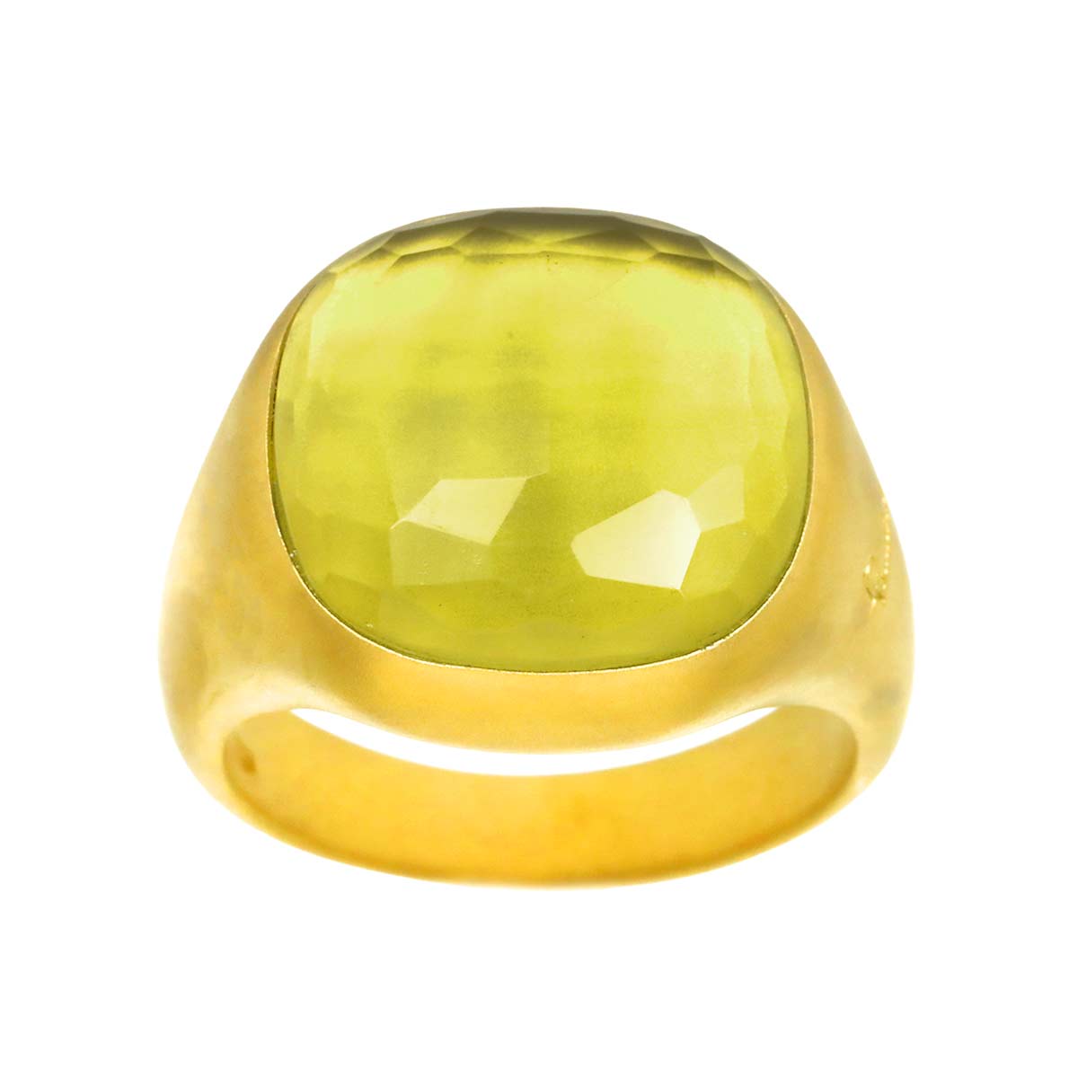 Quartz Ring 18K YG Yellow Gold 750 Size9.5-9.75(US)
