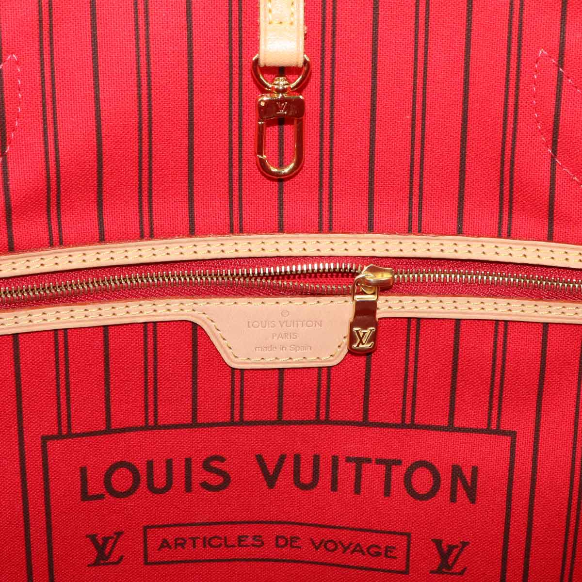 Monogram Neverfull MM Tote Bag Brown Cerise M41177