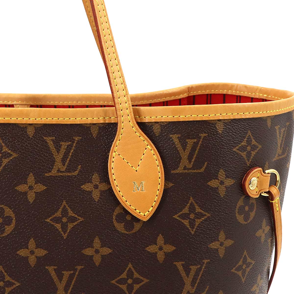 Monogram Neverfull MM Tote Bag Brown Cerise M41177