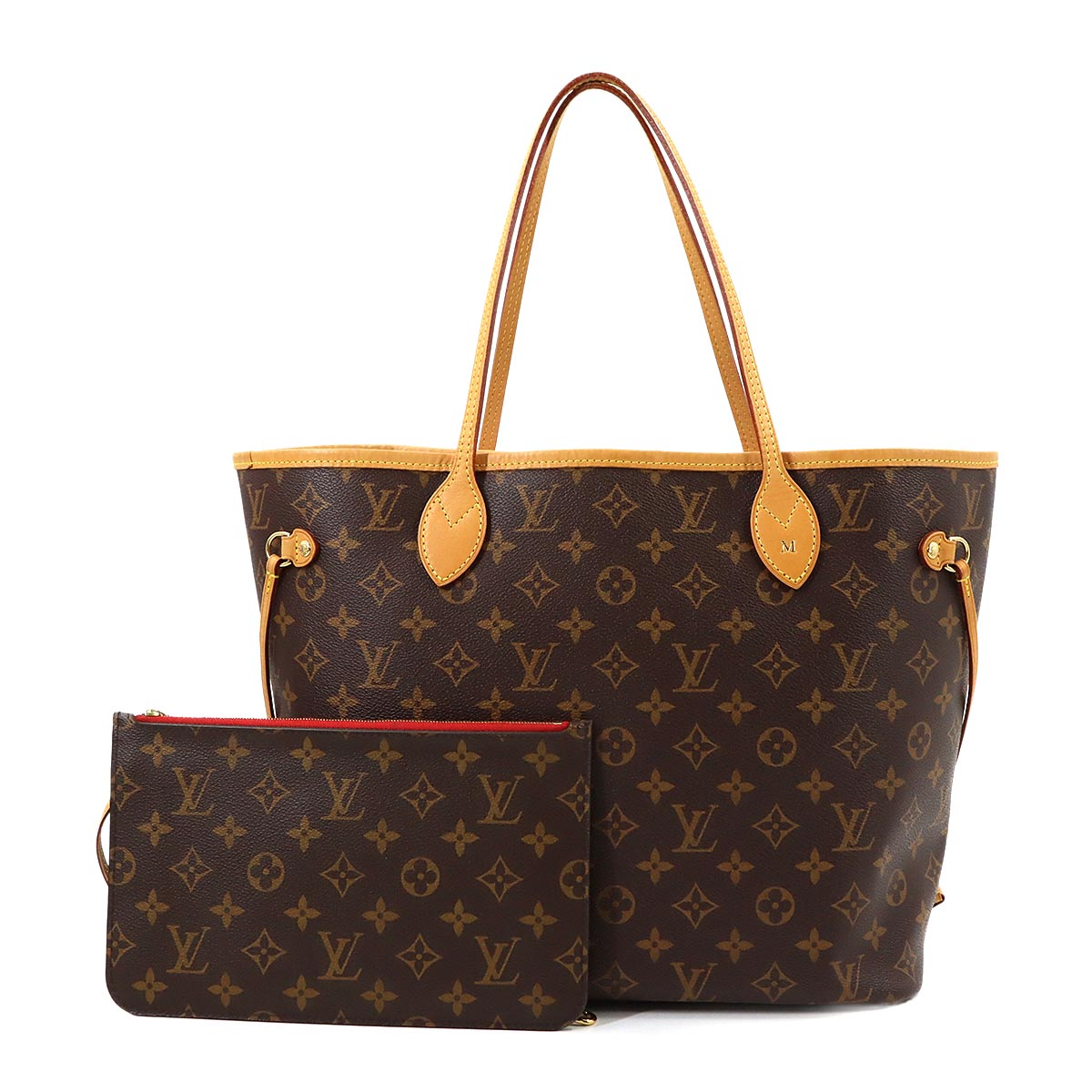Monogram Neverfull MM Tote Bag Brown Cerise M41177