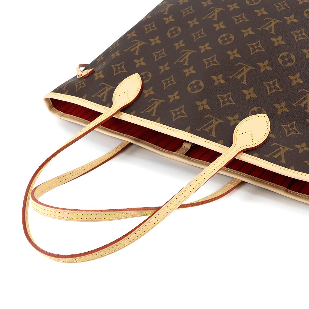 Monogram Neverfull MM Tote Bag Brown Cerise M46987