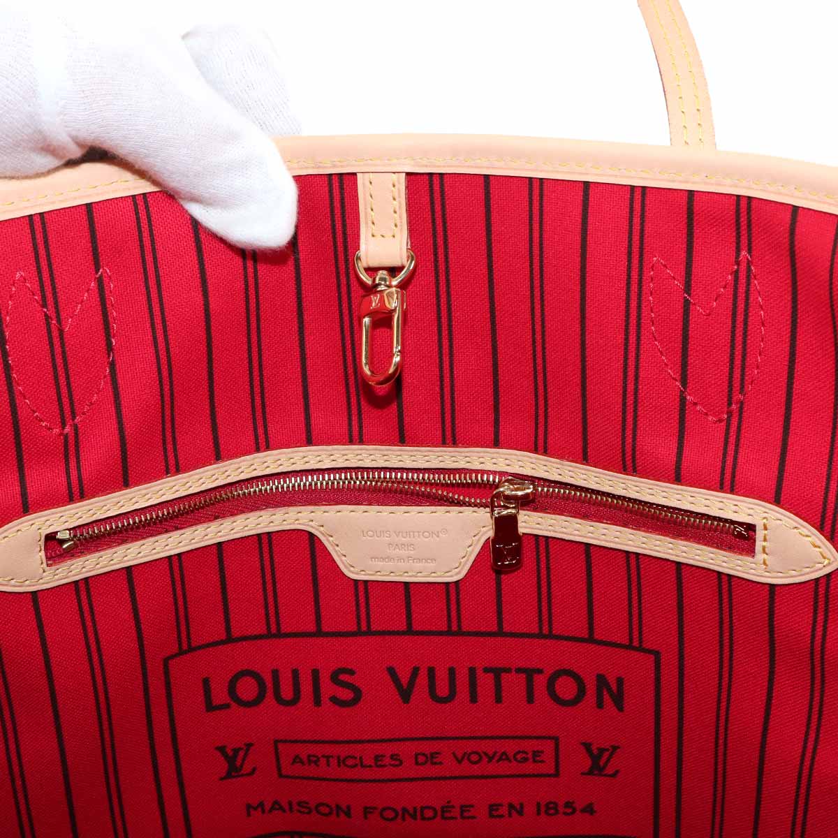 Monogram Neverfull MM Tote Bag Brown Cerise M46987