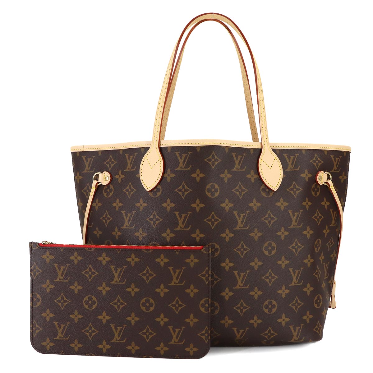 Monogram Neverfull MM Tote Bag Brown Cerise M46987