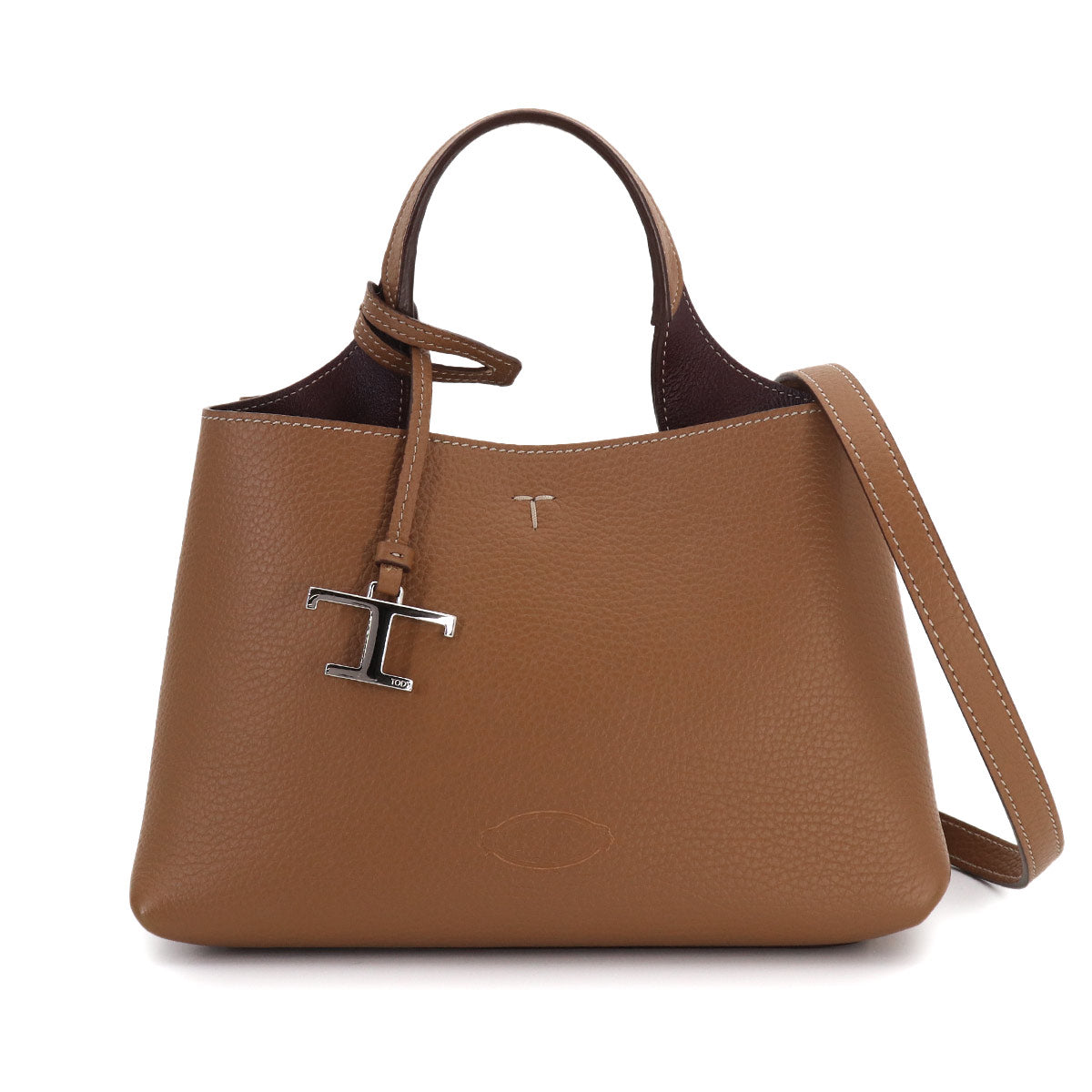 T Timeless Micro 2way Hand Shoulder Bag Leather Brown Purse