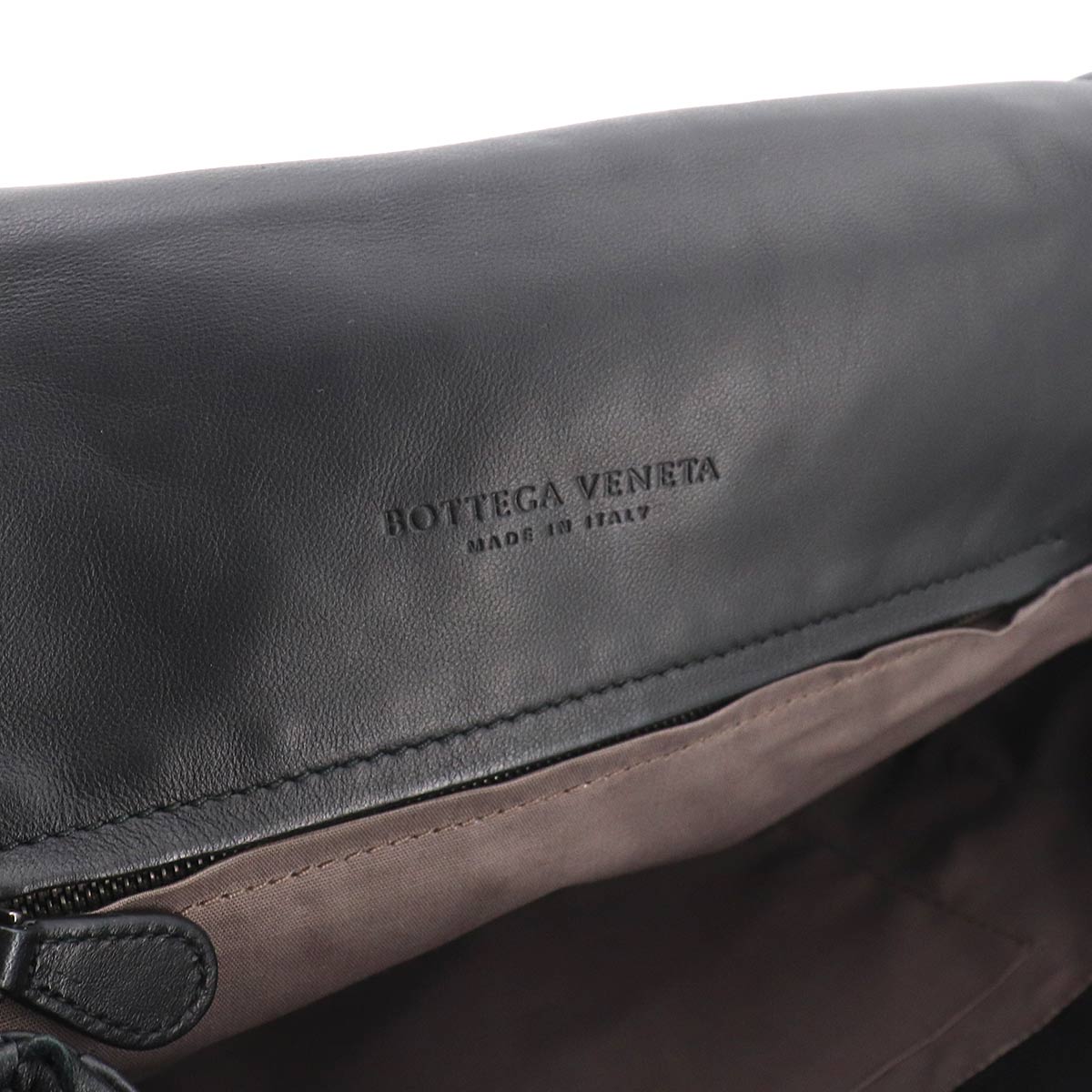 Intrecciato Shoulder Bag Leather Black Purse