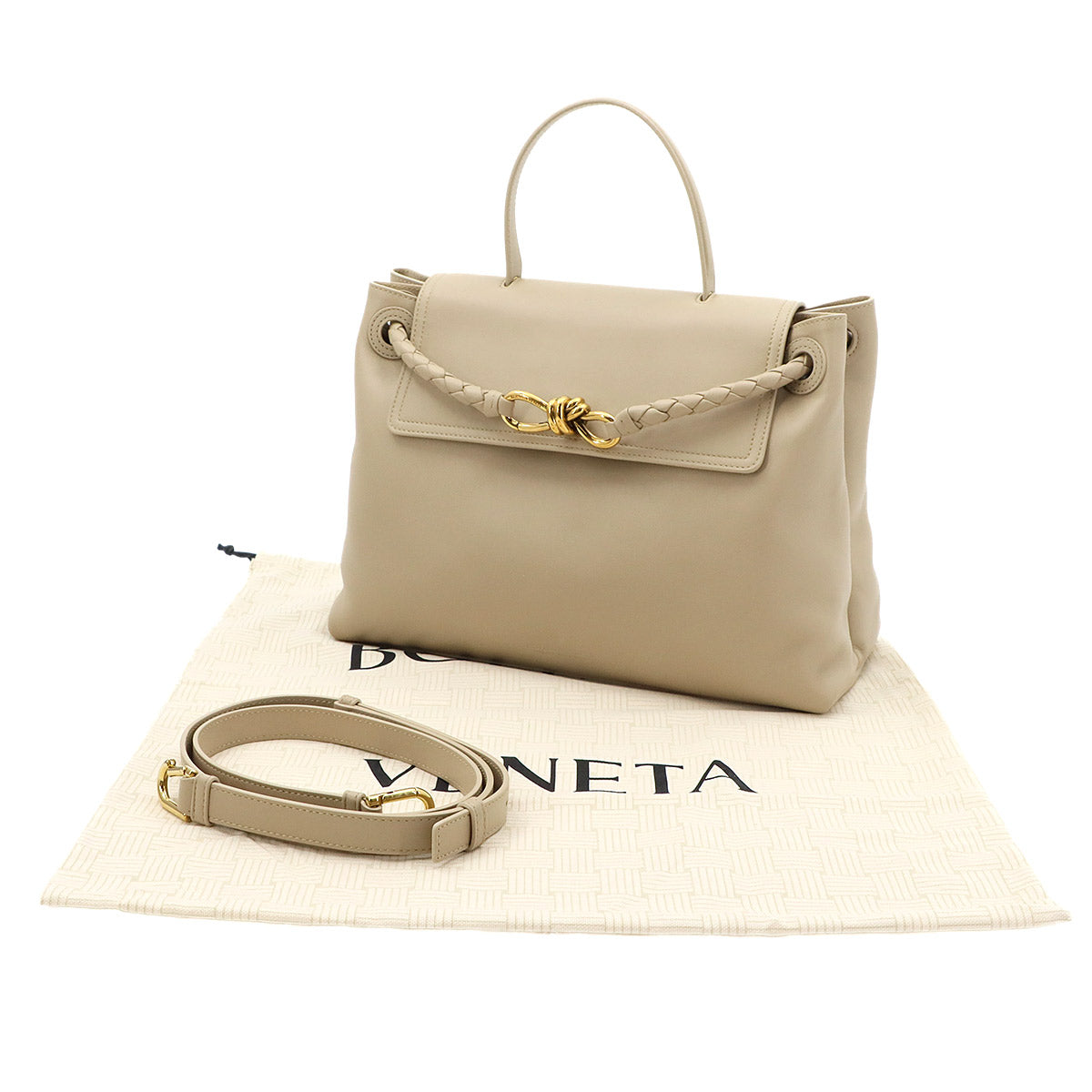 Ciao Ciao Hand Shoulder Bag Lether Ecru