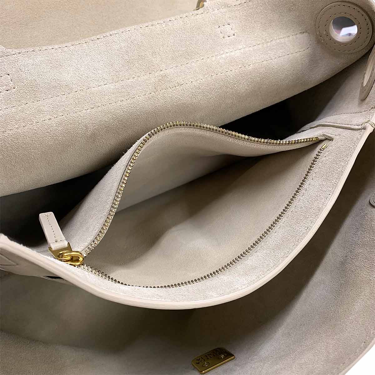Ciao Ciao Hand Shoulder Bag Lether Ecru
