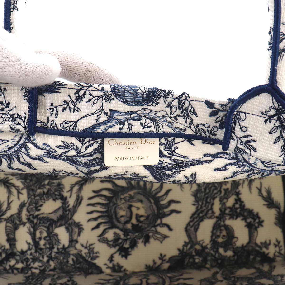 Book Tote Bag Medium Canvas White Blue