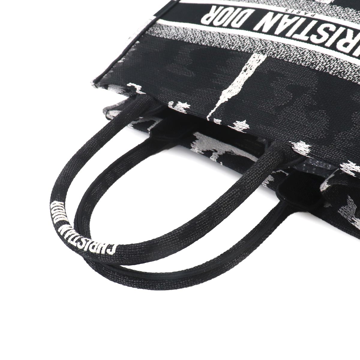 Book Tote Bag Medium Canvas Black White Eiffel Tower