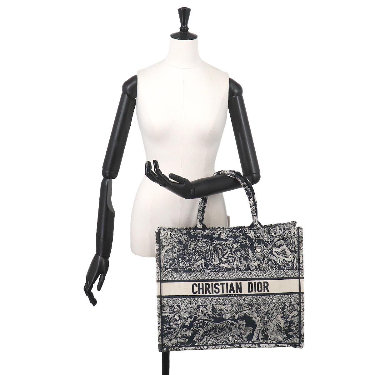 Reverse Toile De Jouy Book Tote Large Bag Canvas Navy