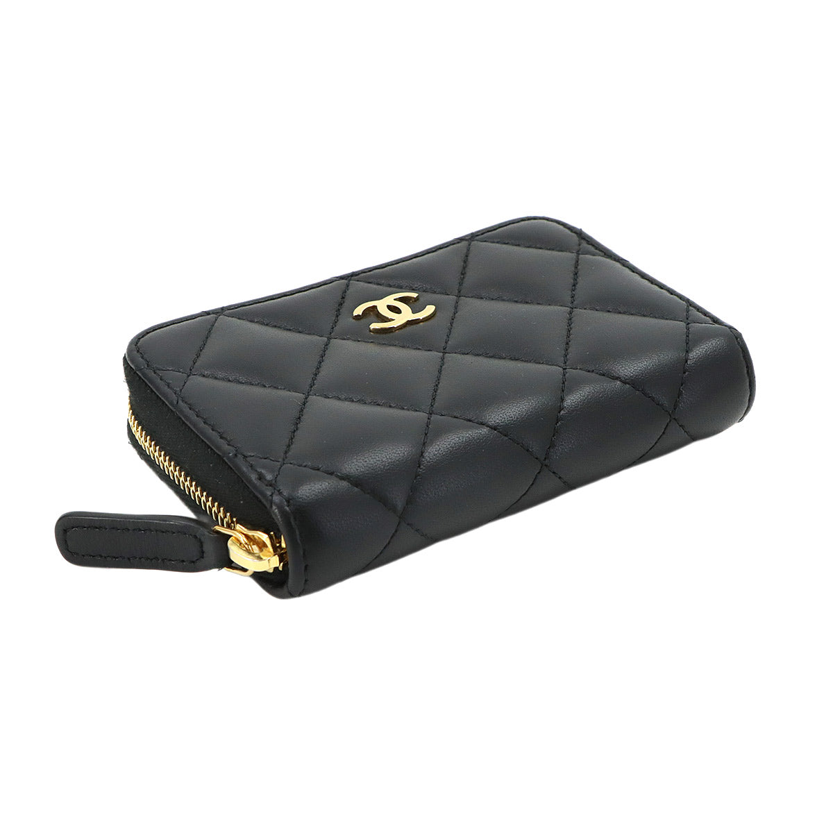 Matelasse Coin Case Purse Leather Black AP0216