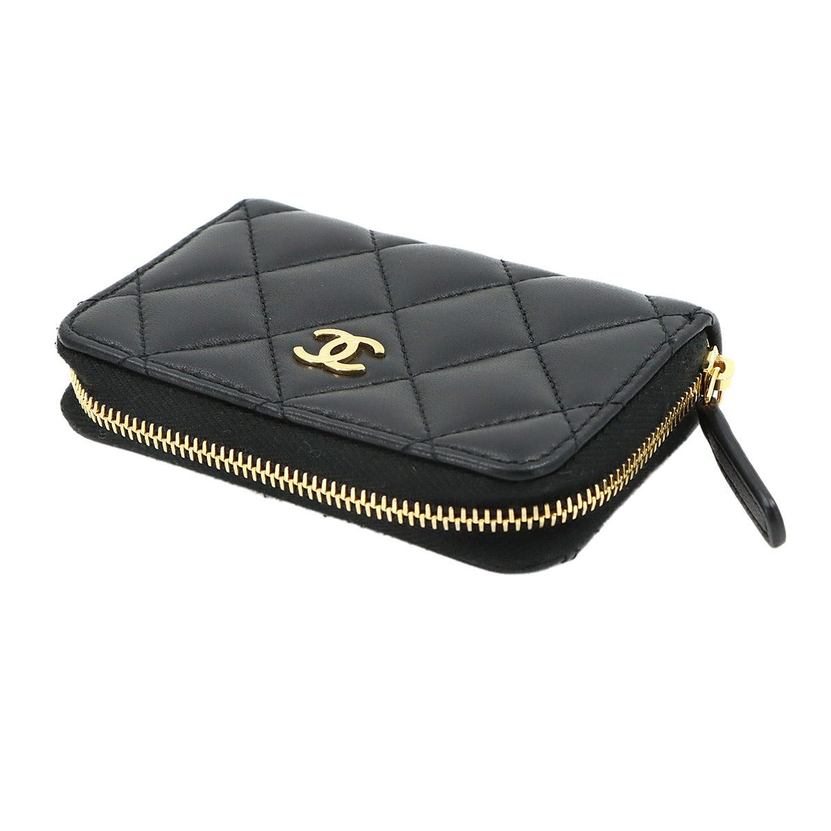 Matelasse Coin Case Purse Leather Black AP0216