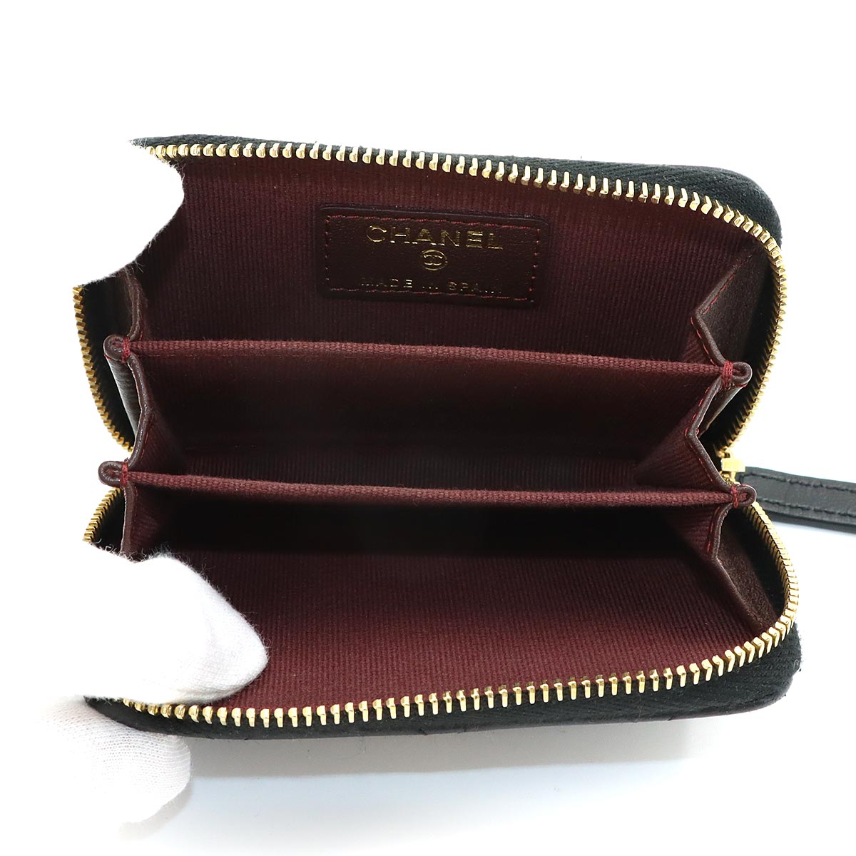 Matelasse Coin Case Purse Leather Black AP0216