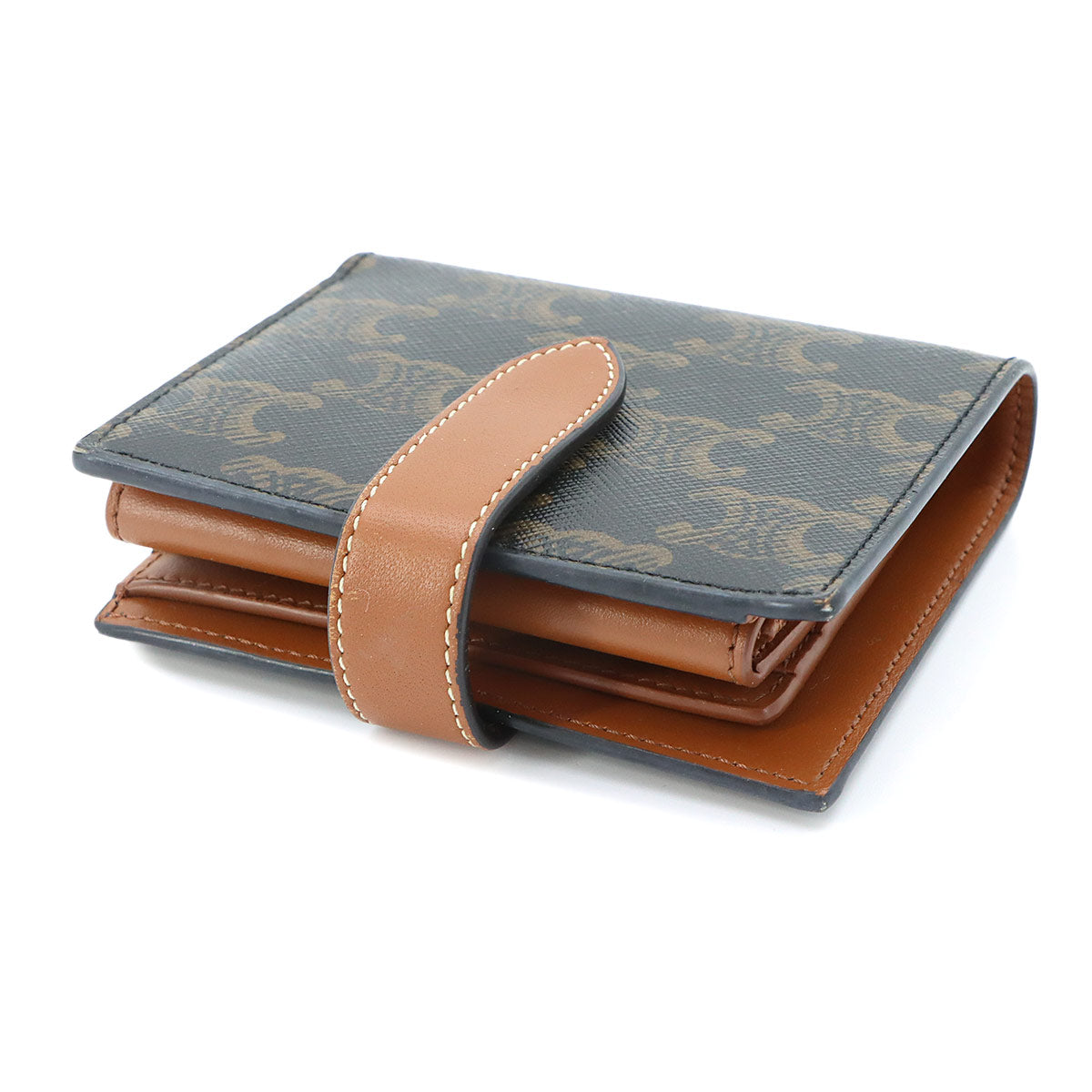 Triomphe Small Strap Wallet PVC Tan Brown 10H262DB7