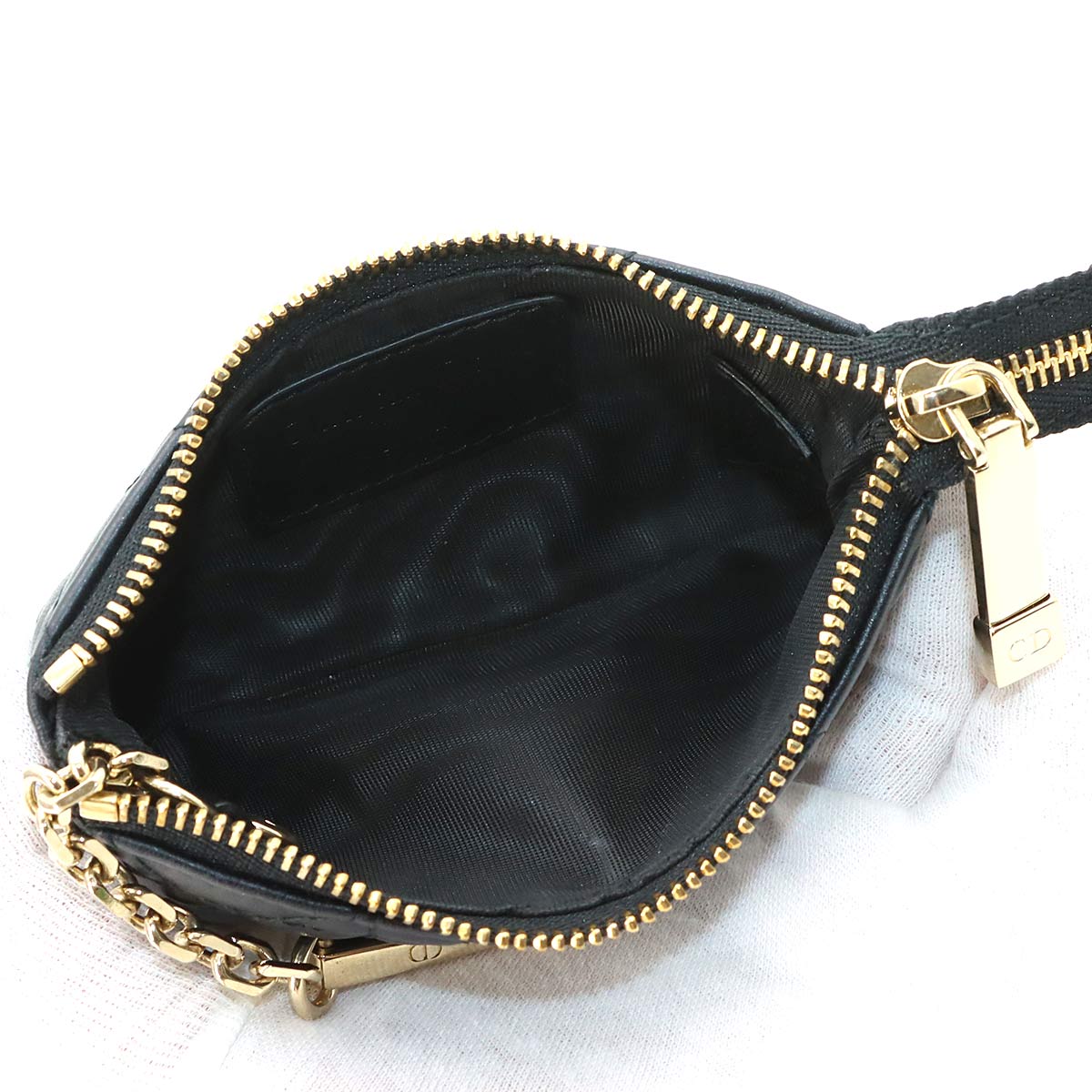 Cannage Coin case Leather Black Purse