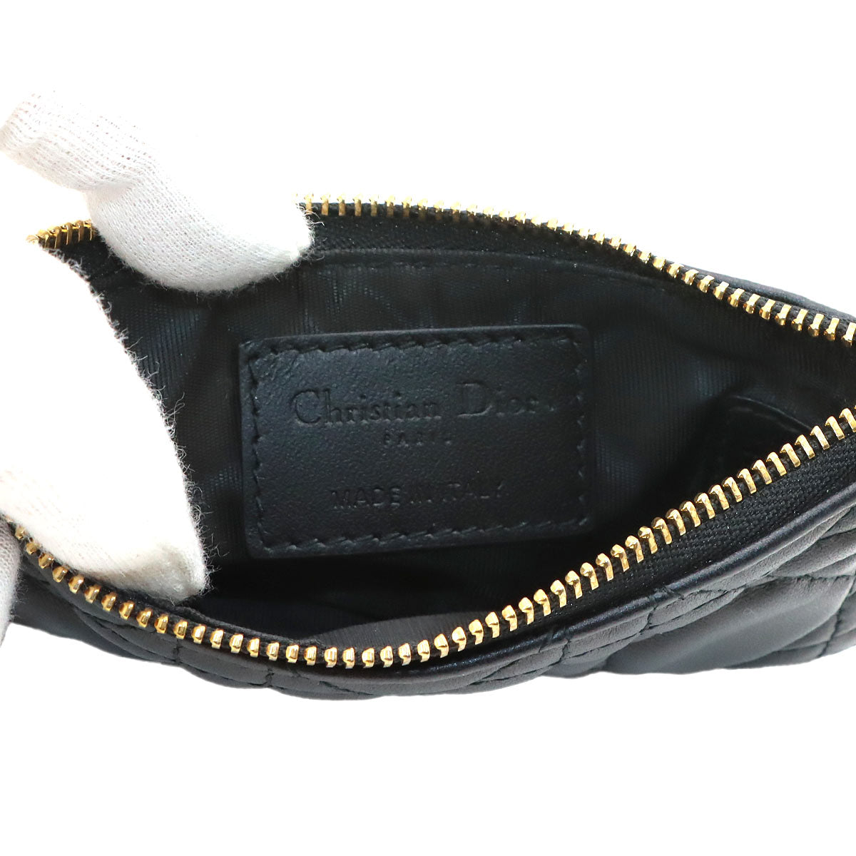 Cannage Coin case Leather Black Purse