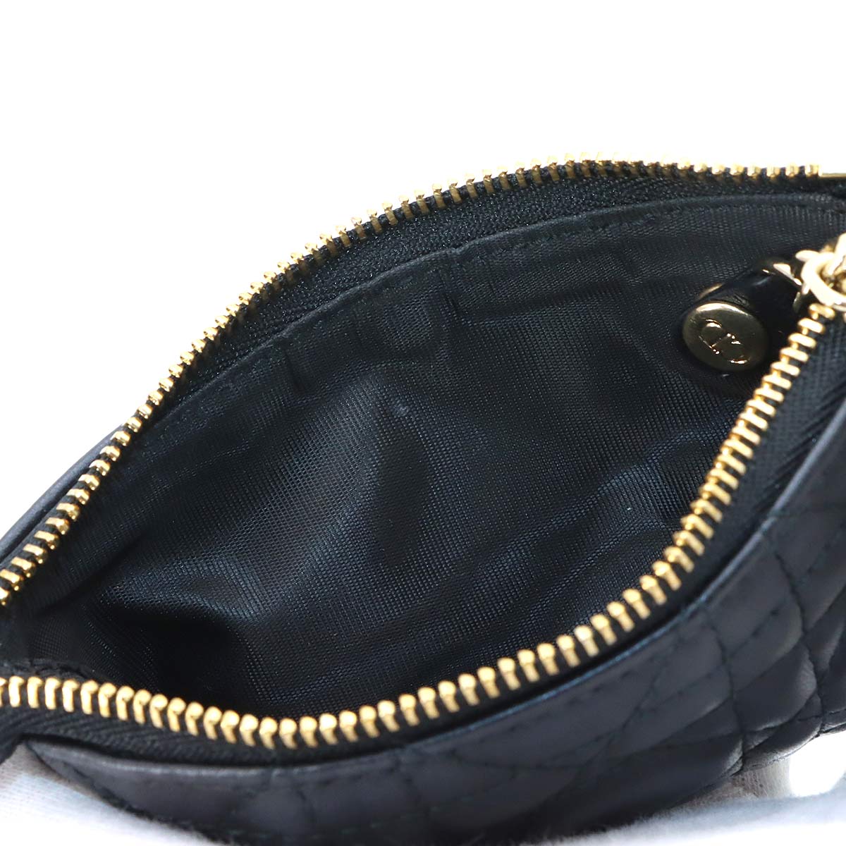 Cannage Coin case Leather Black Purse