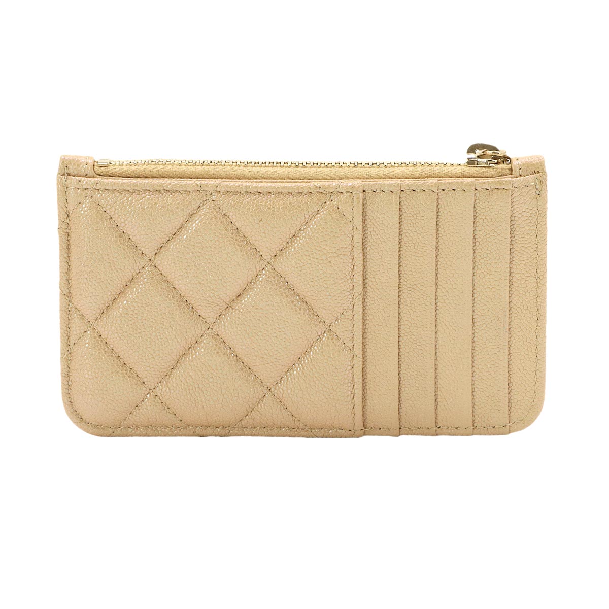 Matelasse Coin Case Purse Wallet Leather Beige AP2570