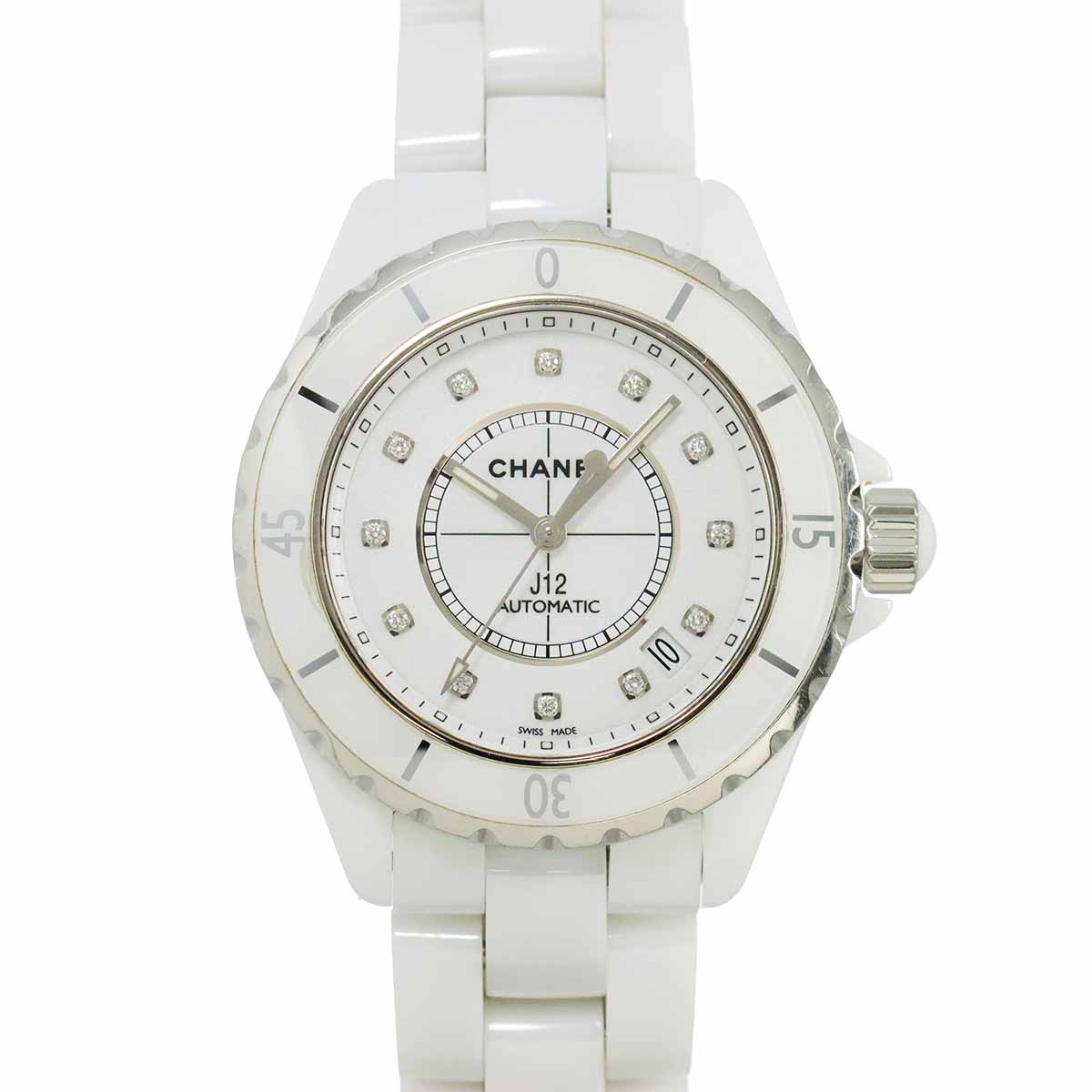 J12 38mm H1629 12P Diamond Automatic White Dial Mens Watch