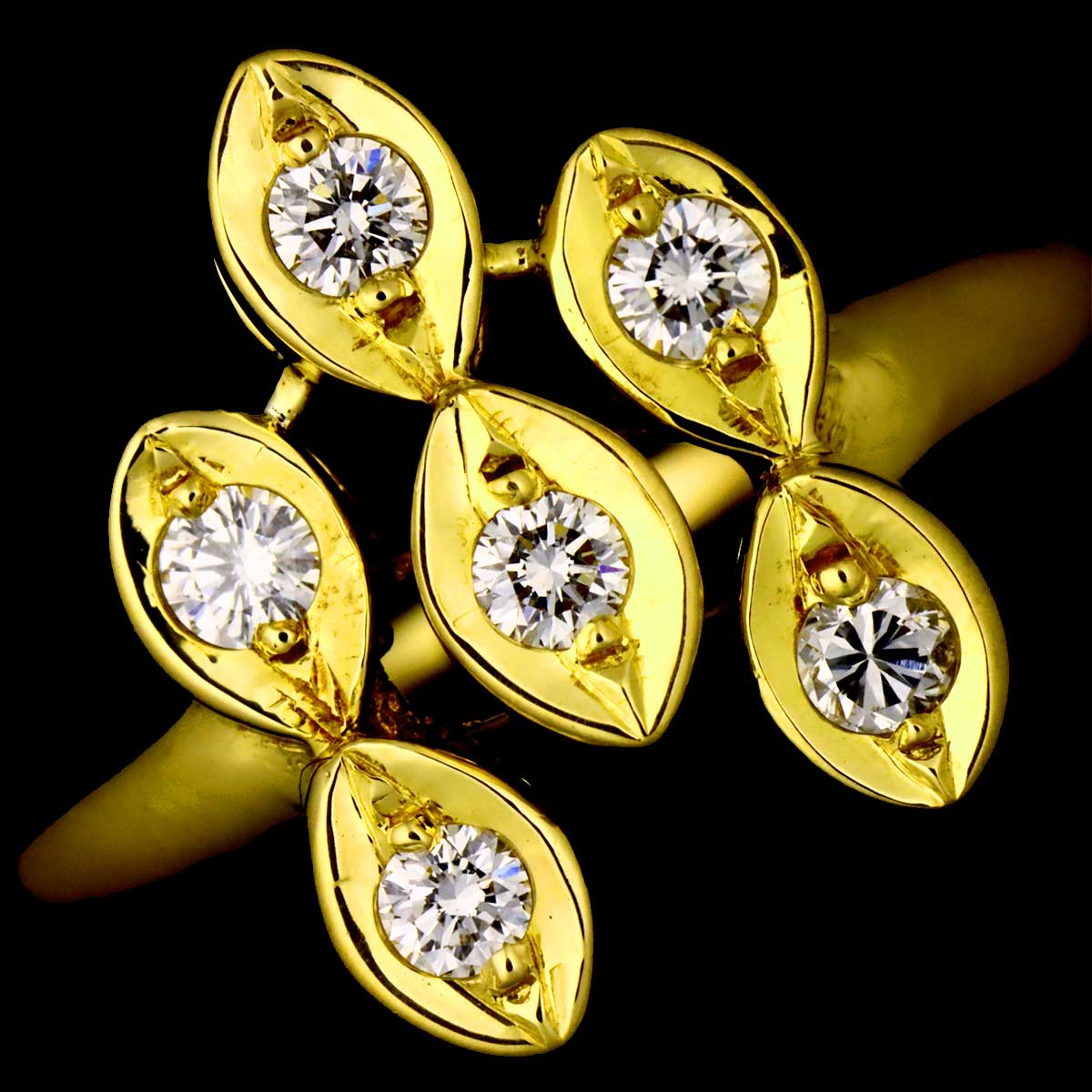 Diamond Ring 18K YG 750 size6(US)