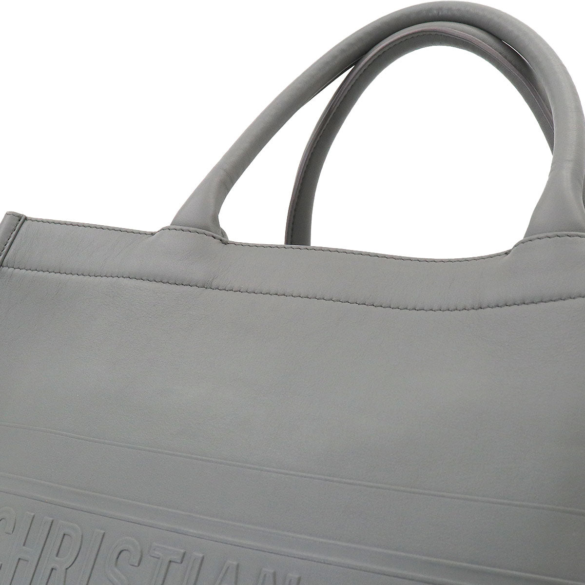Book Tote Medium Bag Leather Gray M1296ZGSB Purse