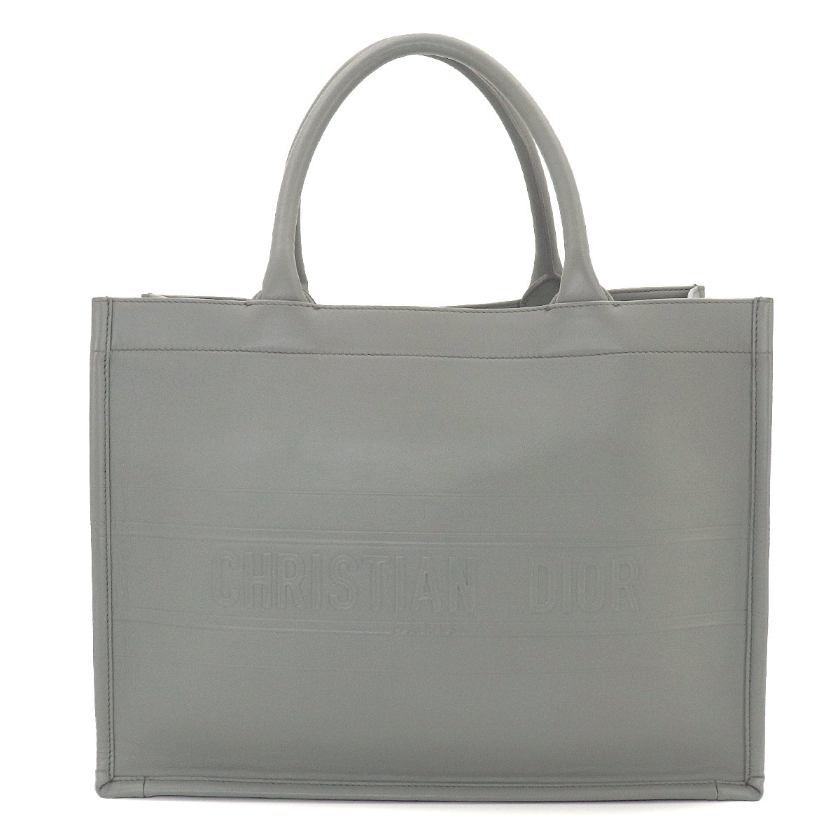 Book Tote Medium Bag Leather Gray M1296ZGSB Purse