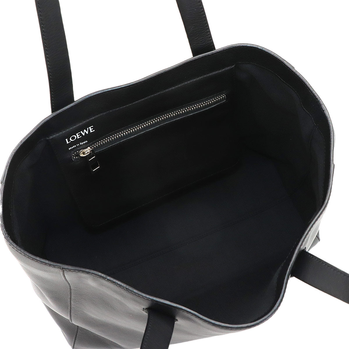 East West Shopper Tote Bag Leather Black Anagram Purse