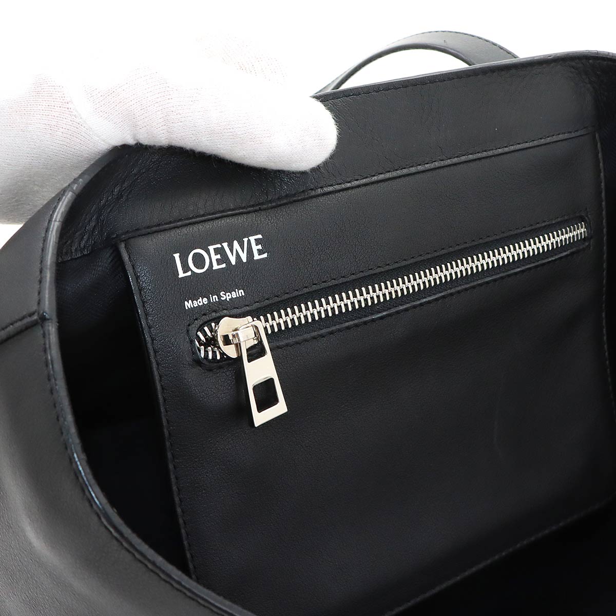 East West Shopper Tote Bag Leather Black Anagram Purse