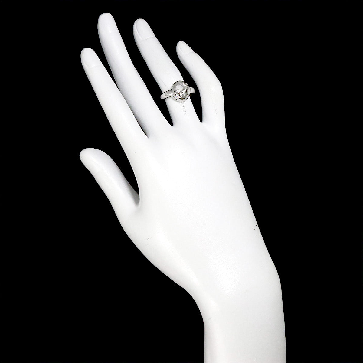 Happy Diamond Ring 18K White Gold 750 Size6(US)